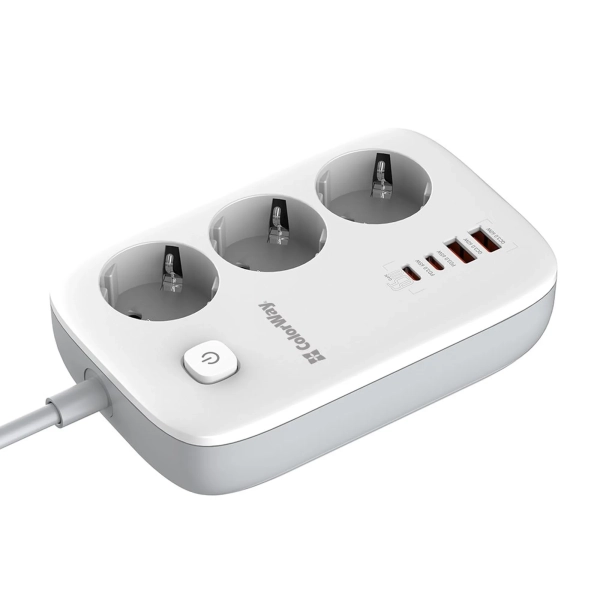 Купити Мережевий фільтр ColorWay 3 розетки + 4 USB (2 USB + 2 USB-C/65W) 2м White (CW-CHE34PDW) - фото 3
