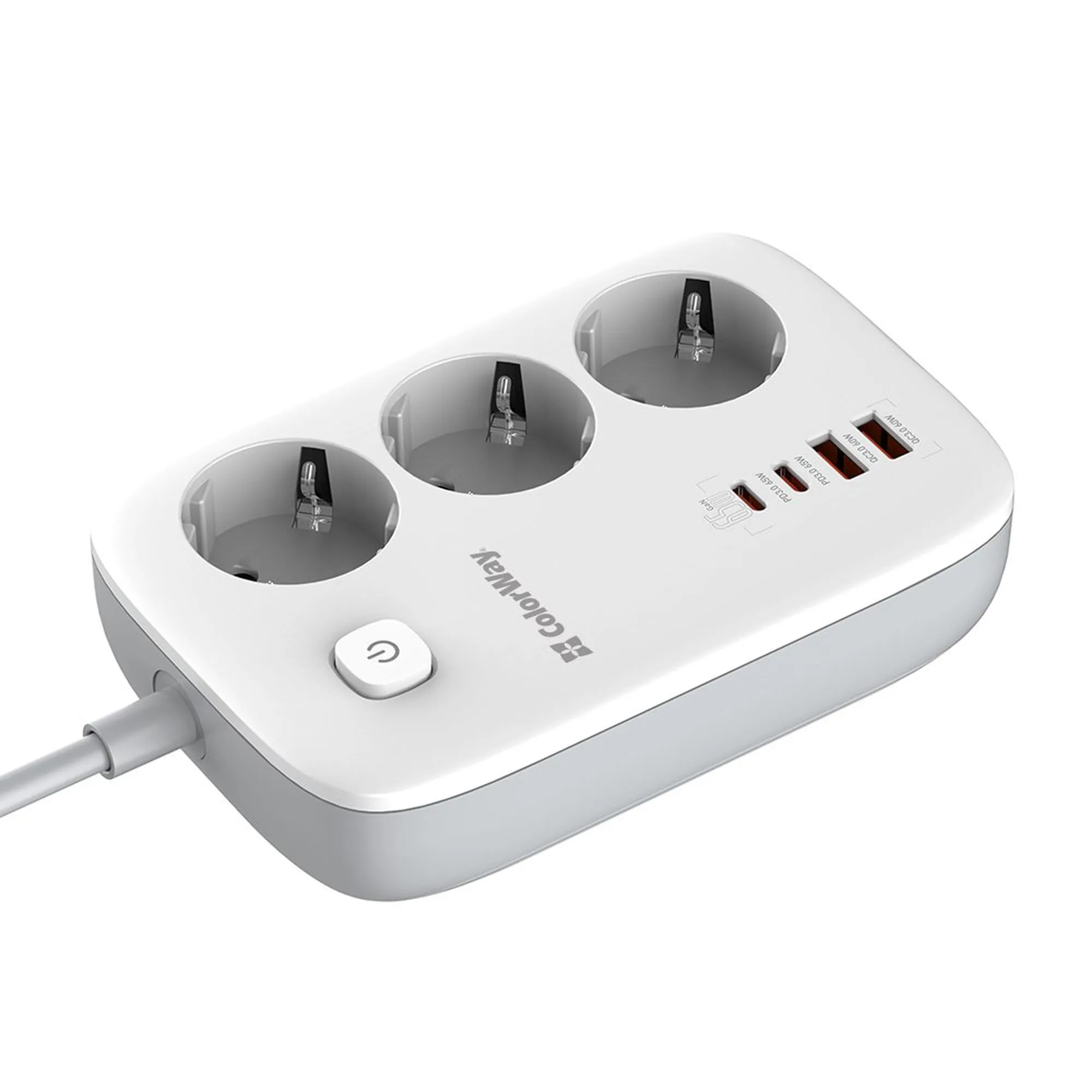Купити Мережевий фільтр ColorWay 3 розетки + 4 USB (2 USB + 2 USB-C/65W) 2м White (CW-CHE34PDW) - фото 3