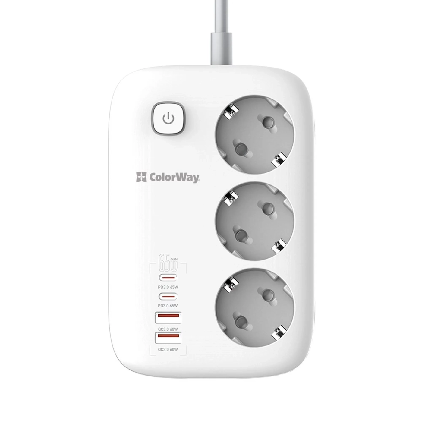 Купити Мережевий фільтр ColorWay 3 розетки + 4 USB (2 USB + 2 USB-C/65W) 2м White (CW-CHE34PDW) - фото 4