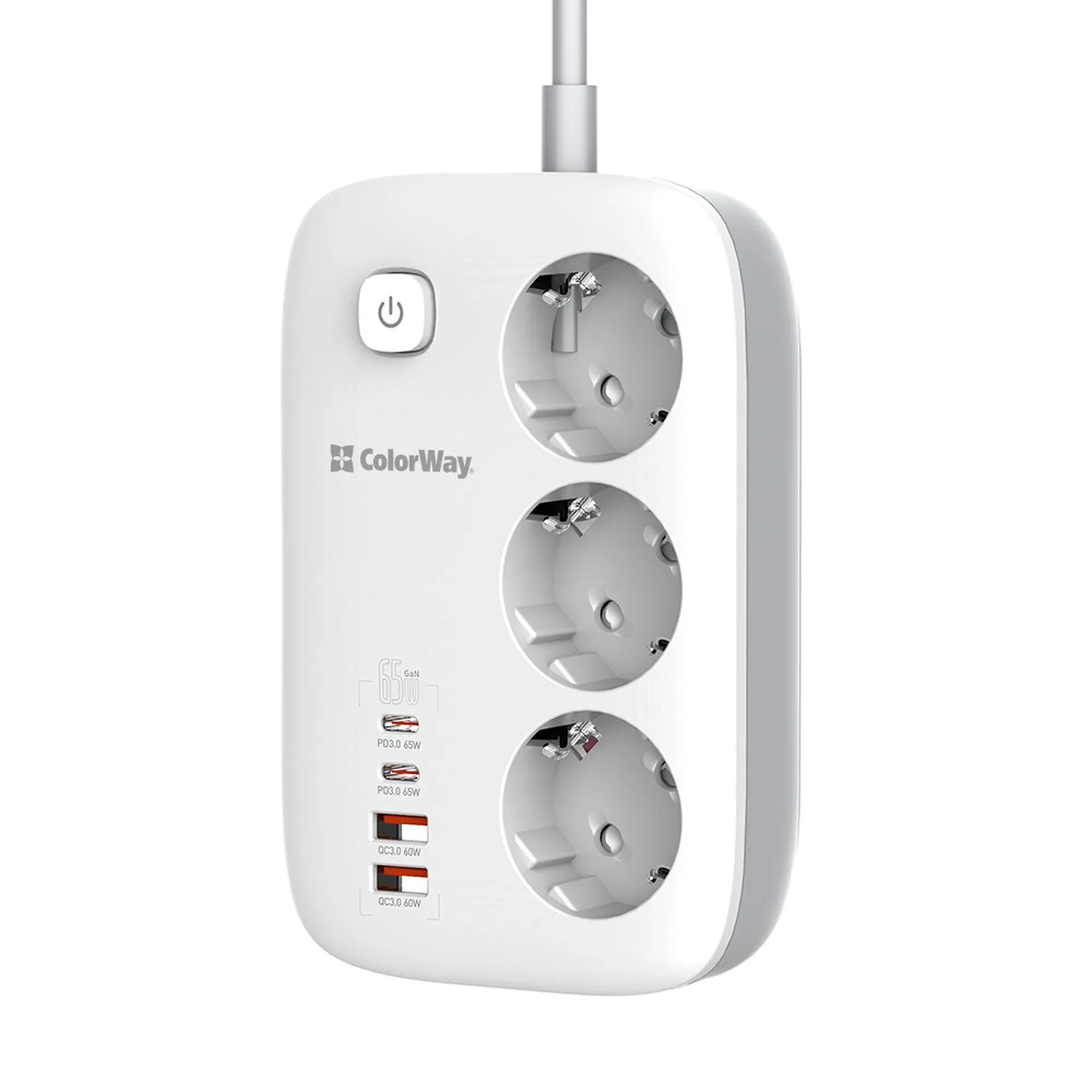 Купити Мережевий фільтр ColorWay 3 розетки + 4 USB (2 USB + 2 USB-C/65W) 2м White (CW-CHE34PDW) - фото 5