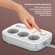 Купити Мережевий фільтр ColorWay 3 розетки + 4 USB (2 USB + 2 USB-C/65W) 2м White (CW-CHE34PDW) - фото 10