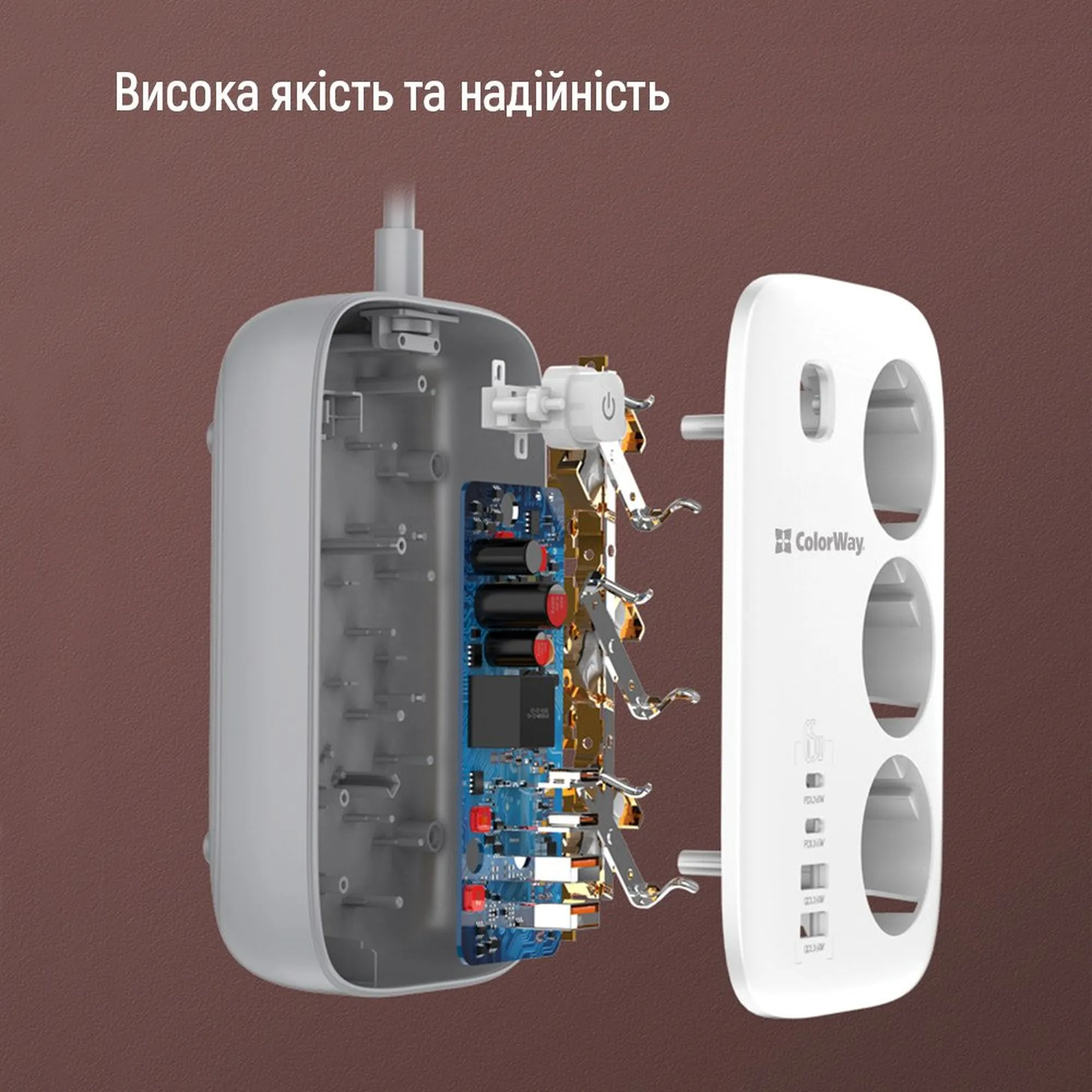 Купити Мережевий фільтр ColorWay 3 розетки + 4 USB (2 USB + 2 USB-C/65W) 2м White (CW-CHE34PDW) - фото 15