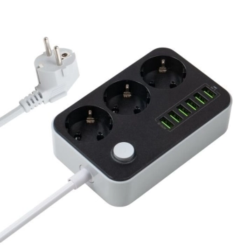 Купить Сетевой фильтр ColorWay 3 розетки + 6 USB 1.8м Black (CW-CHE36B) - фото 1