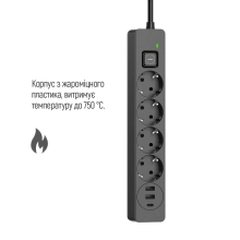 Купити Мережевий фільтр ColorWay 4 розетки + 3 USB (2 USB + USB-C/24W) 2м Black (CW-CHE432PDB) - фото 7