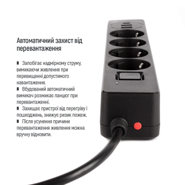 Купити Мережевий фільтр ColorWay 4 розетки + 3 USB (2 USB + USB-C/24W) 2м Black (CW-CHE432PDB) - фото 9