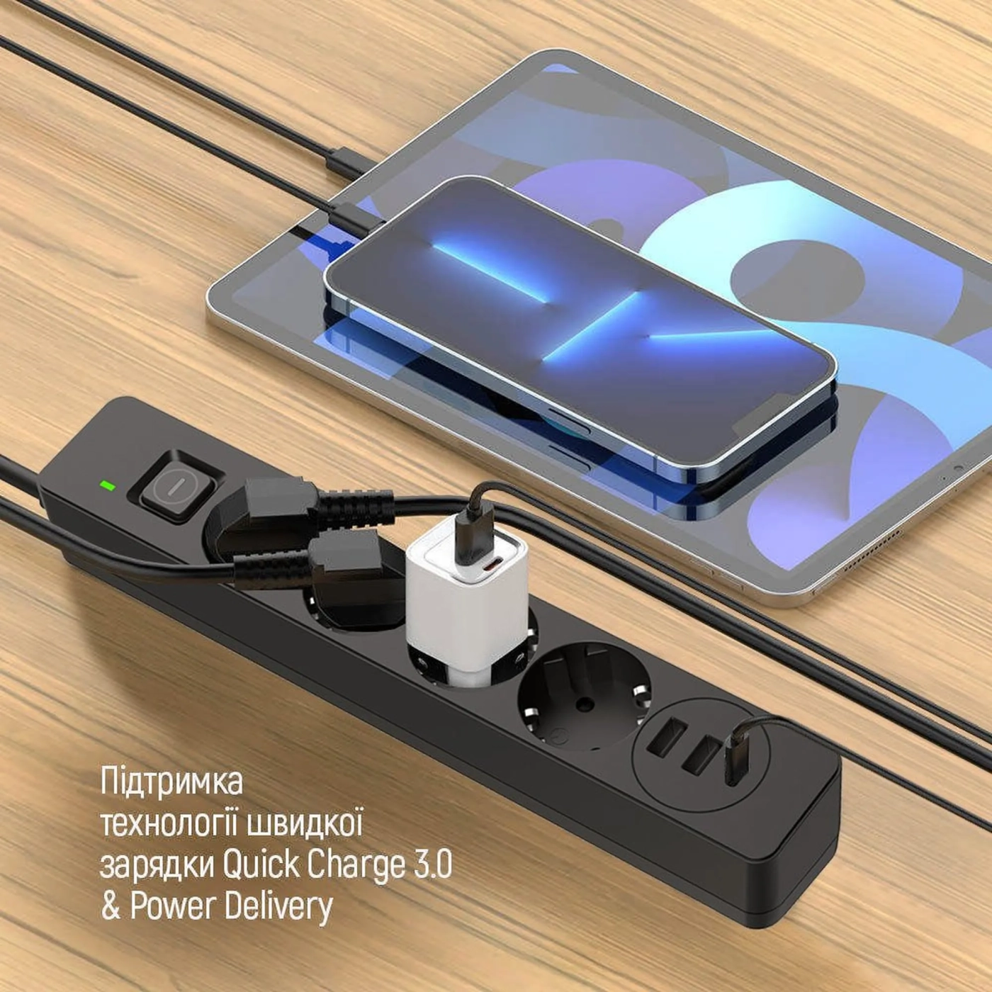 Купити Мережевий фільтр ColorWay 4 розетки + 3 USB (2 USB + USB-C/24W) 5м Black (CW-CHE435PDB) - фото 14