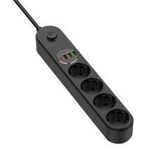 Купить Сетевой фильтр ColorWay 4 розетки + 4 USB ( USB-C + 3 USB/45W) 2м Black (CW-CHE44PDB) - фото 2