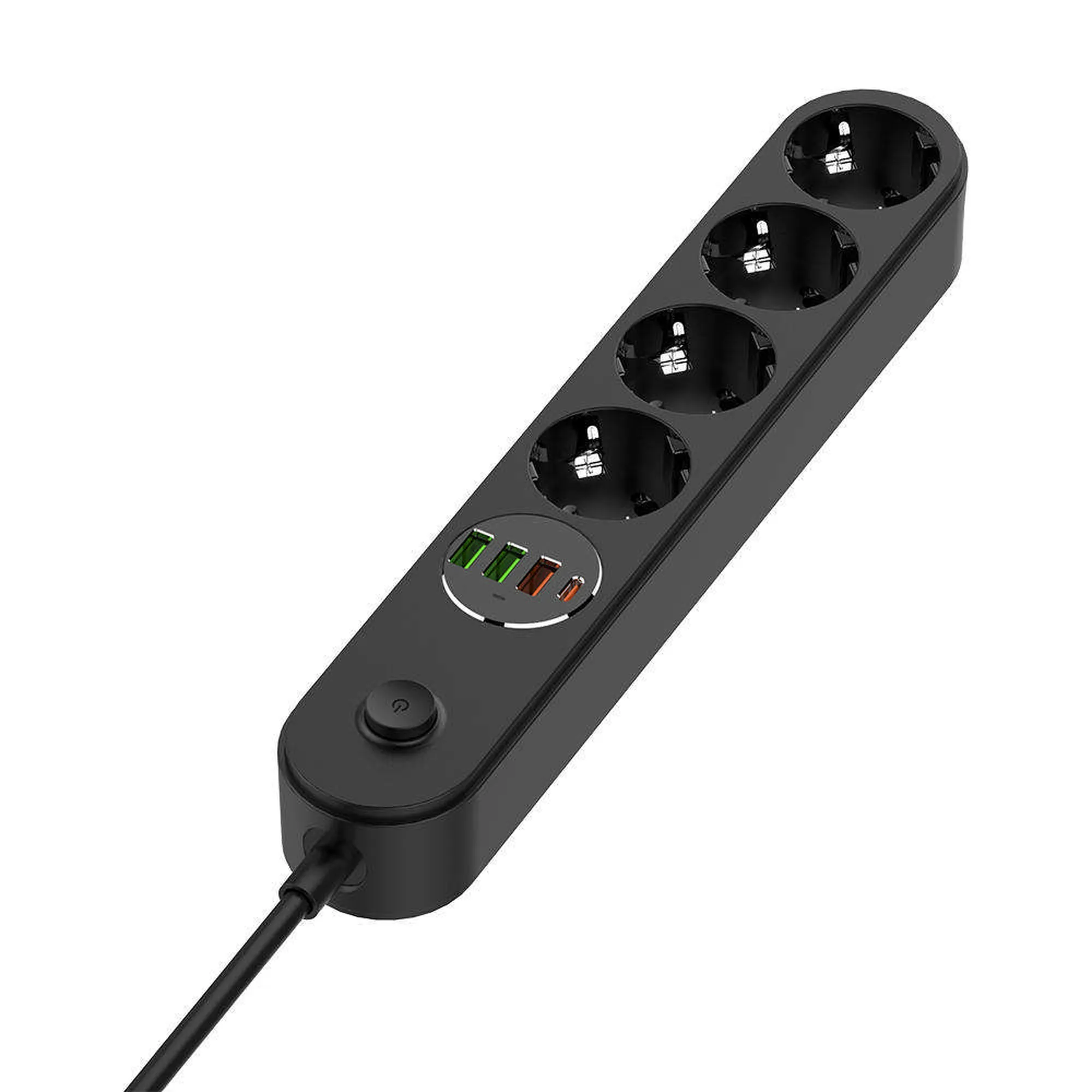Купить Сетевой фильтр ColorWay 4 розетки + 4 USB ( USB-C + 3 USB/45W) 2м Black (CW-CHE44PDB) - фото 3