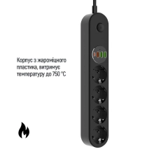 Купить Сетевой фильтр ColorWay 4 розетки + 4 USB ( USB-C + 3 USB/45W) 2м Black (CW-CHE44PDB) - фото 6