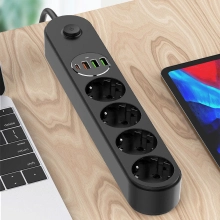 Купить Сетевой фильтр ColorWay 4 розетки + 4 USB ( USB-C + 3 USB/45W) 2м Black (CW-CHE44PDB) - фото 9