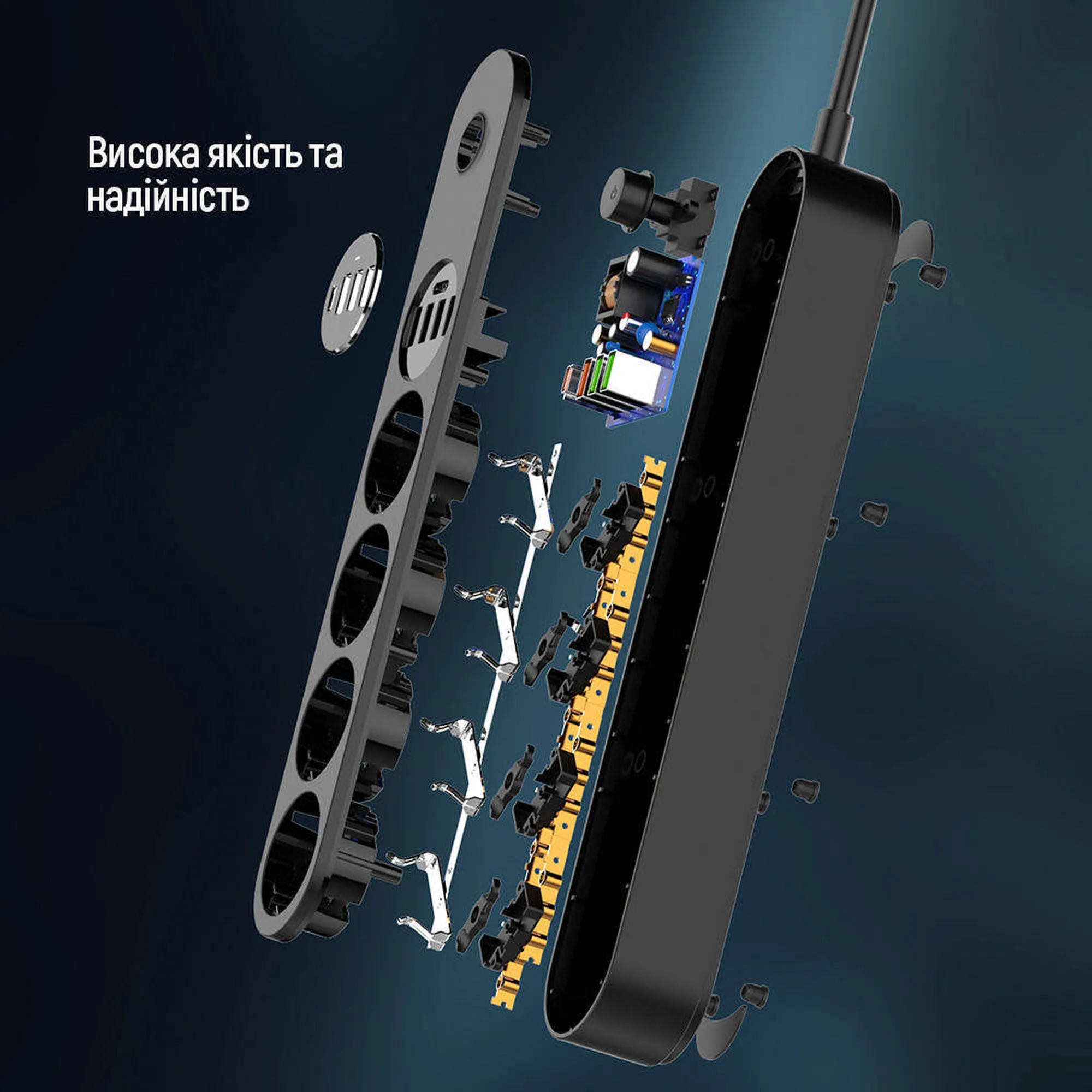 Купить Сетевой фильтр ColorWay 4 розетки + 4 USB ( USB-C + 3 USB/45W) 2м Black (CW-CHE44PDB) - фото 15