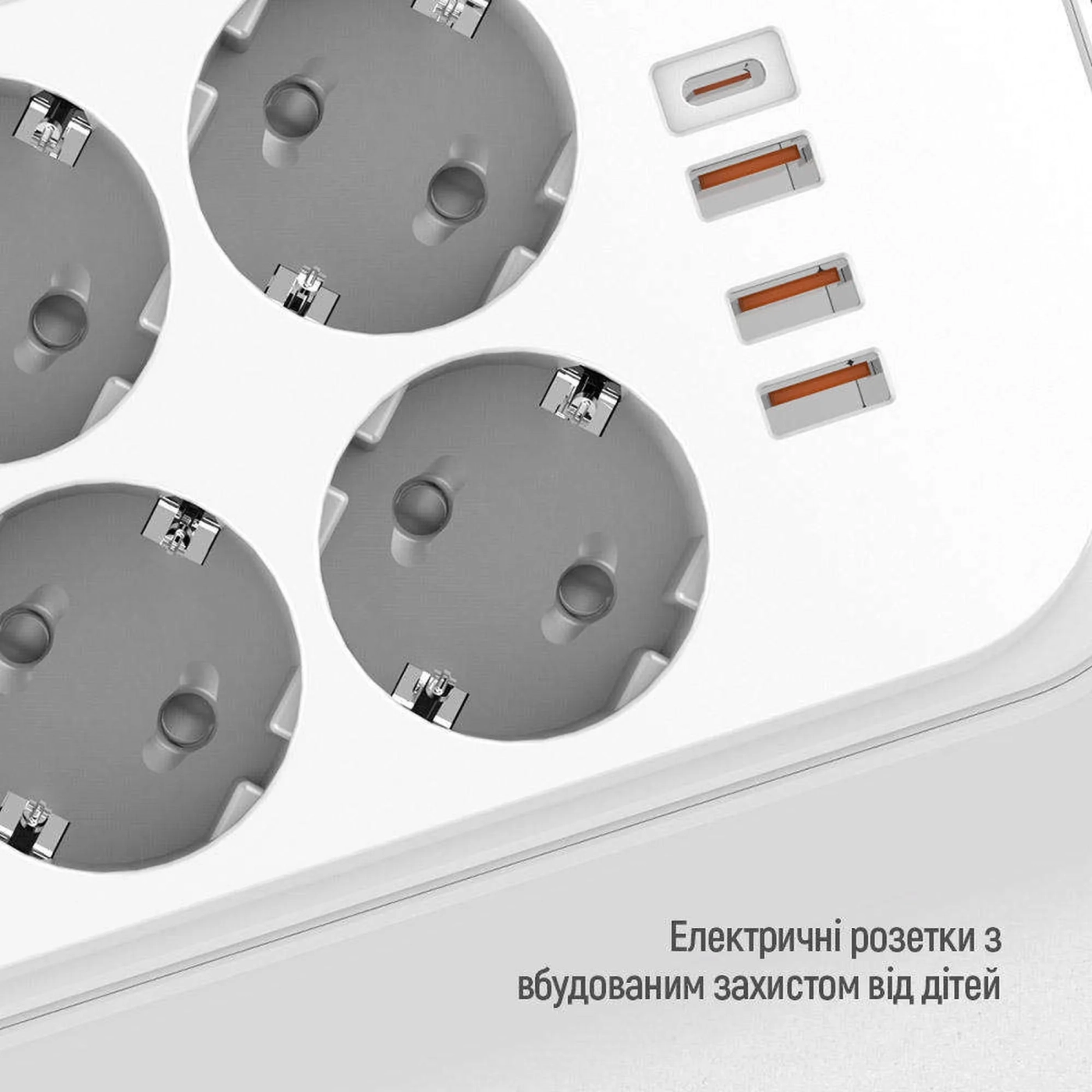 Купить Сетевой фильтр ColorWay 6 розеток + 4 USB (USB-C + 3 USB/38W) 2м White (CW-CHE64PDW) - фото 7