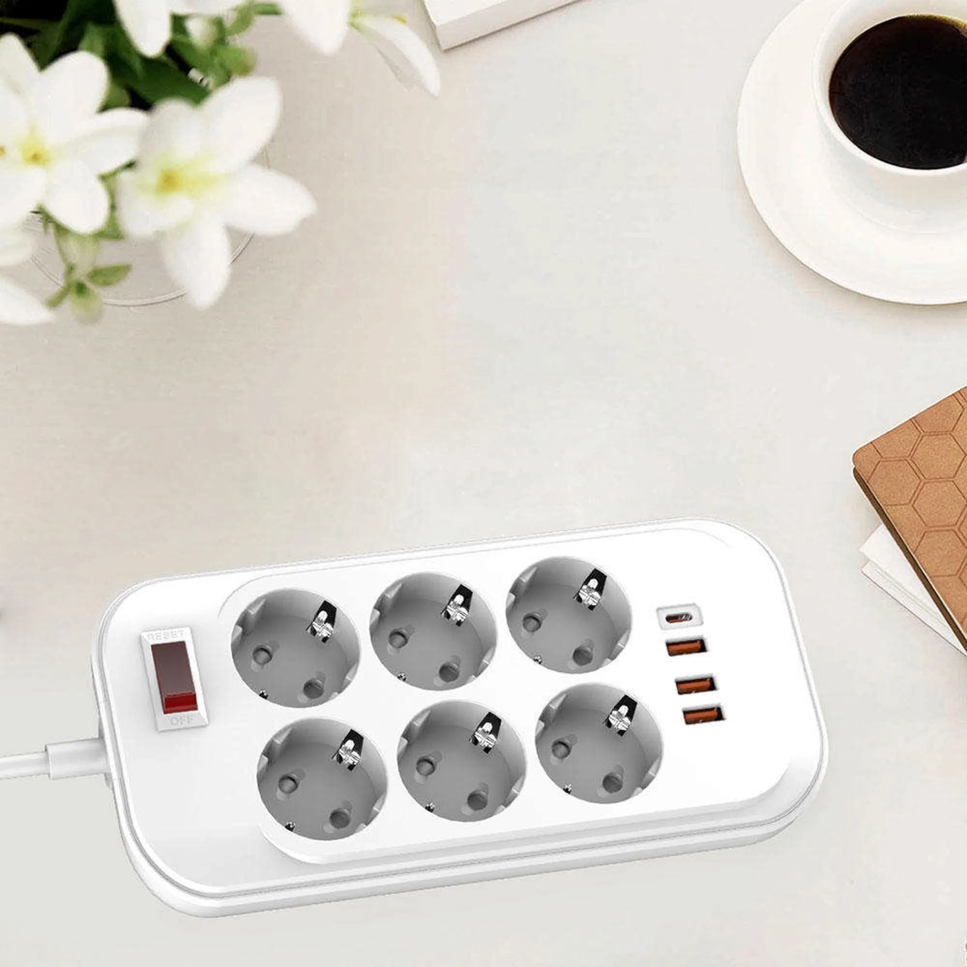 Купить Сетевой фильтр ColorWay 6 розеток + 4 USB (USB-C + 3 USB/38W) 2м White (CW-CHE64PDW) - фото 12
