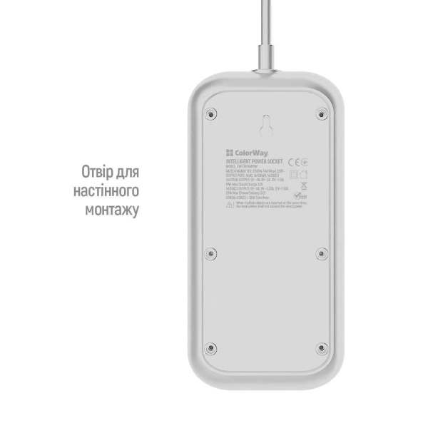 Купить Сетевой фильтр ColorWay 6 розеток + 4 USB (USB-C + 3 USB/38W) 2м White (CW-CHE64PDW) - фото 13