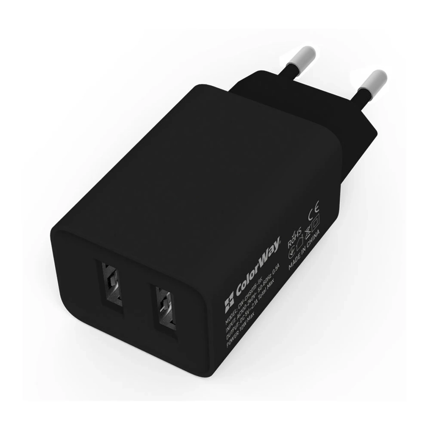 Купити Зарядний пристрій ColorWay 2USB 10W 2.1A Black (CW-CHS015-BK) - фото 2