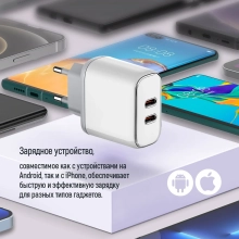 Купити Зарядний пристрій ColorWay 2USB-C 40W 3A White (CW-CHS048PD-WT) - фото 9
