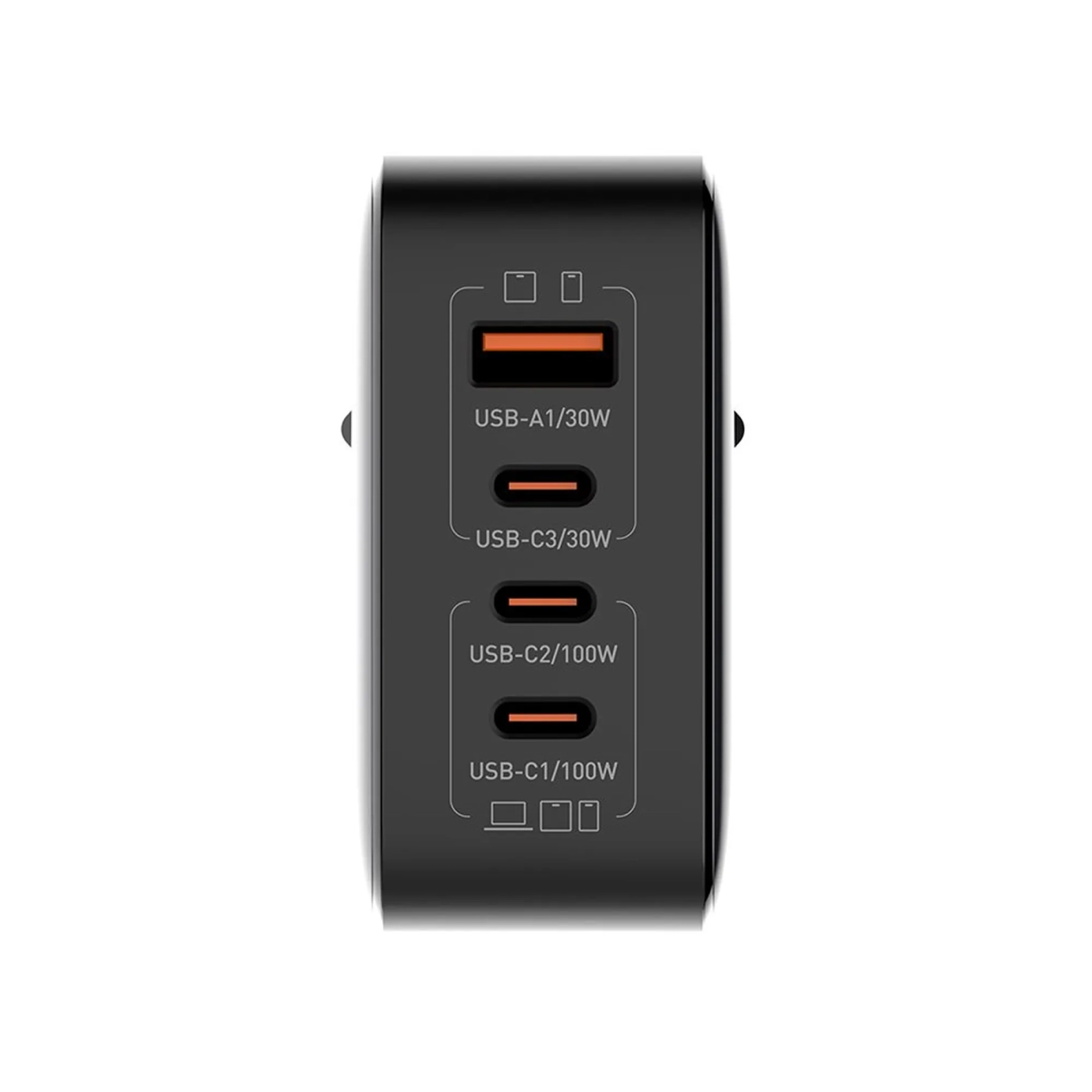 Купити Зарядний пристрій ColorWay 3USB-C+USB 100W GaN Black (CW-CHS047PD-BK) - фото 2