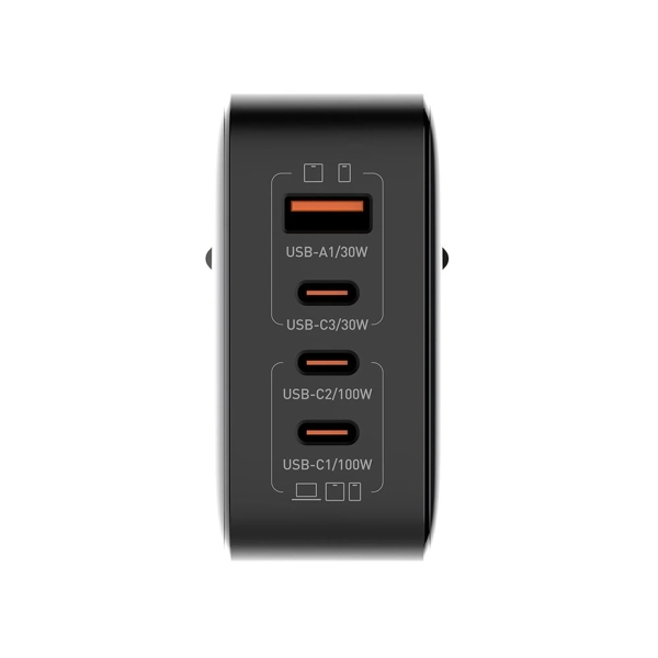 Купити Зарядний пристрій ColorWay 3USB-C+USB 100W GaN Black (CW-CHS047PD-BK) - фото 2
