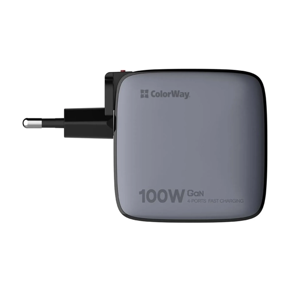 Купити Зарядний пристрій ColorWay 3USB-C+USB 100W GaN Black (CW-CHS047PD-BK) - фото 3
