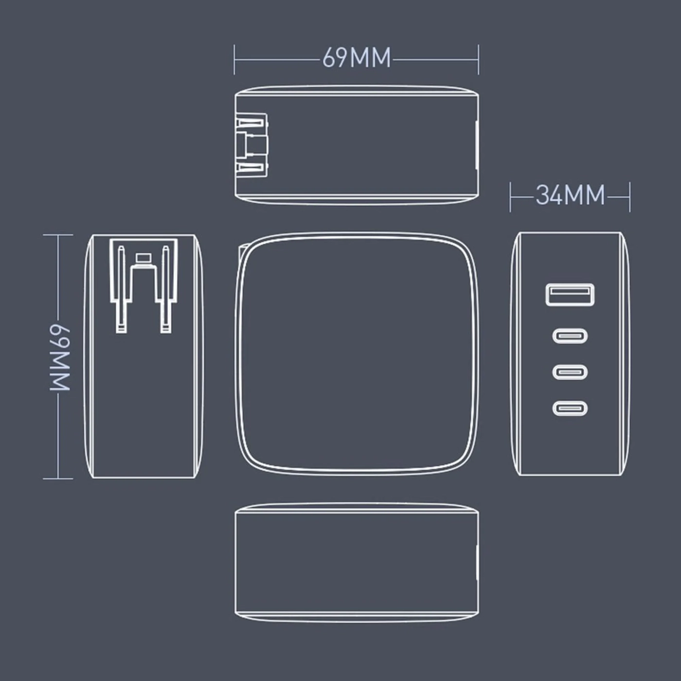 Купити Зарядний пристрій ColorWay 3USB-C+USB 100W GaN Black (CW-CHS047PD-BK) - фото 7