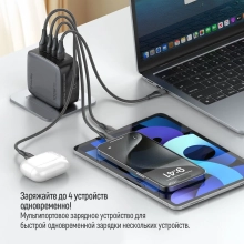 Купити Зарядний пристрій ColorWay 3USB-C+USB 100W GaN Black (CW-CHS047PD-BK) - фото 9