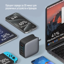 Купити Зарядний пристрій ColorWay 3USB-C+USB 100W GaN Black (CW-CHS047PD-BK) - фото 13