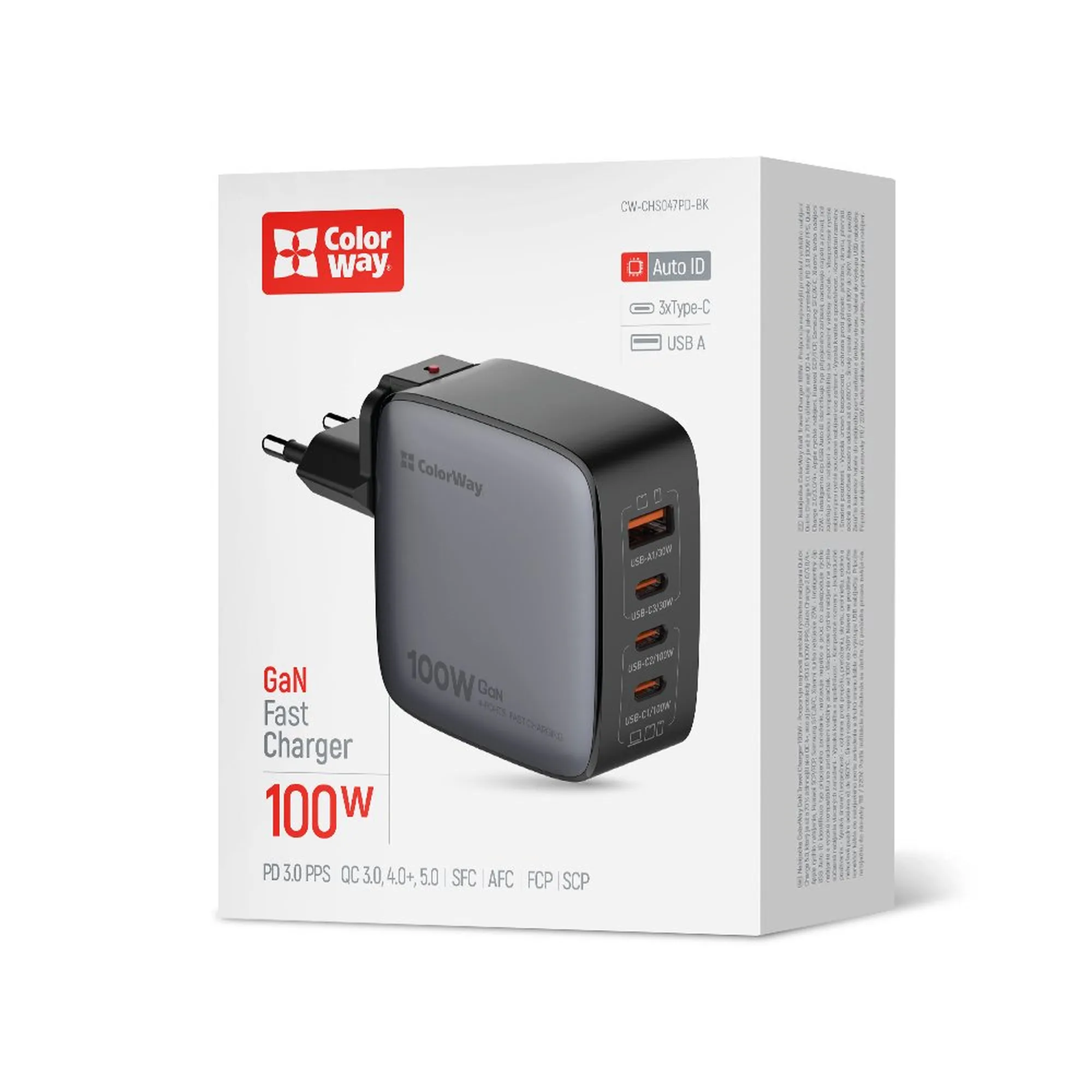 Купити Зарядний пристрій ColorWay 3USB-C+USB 100W GaN Black (CW-CHS047PD-BK) - фото 17