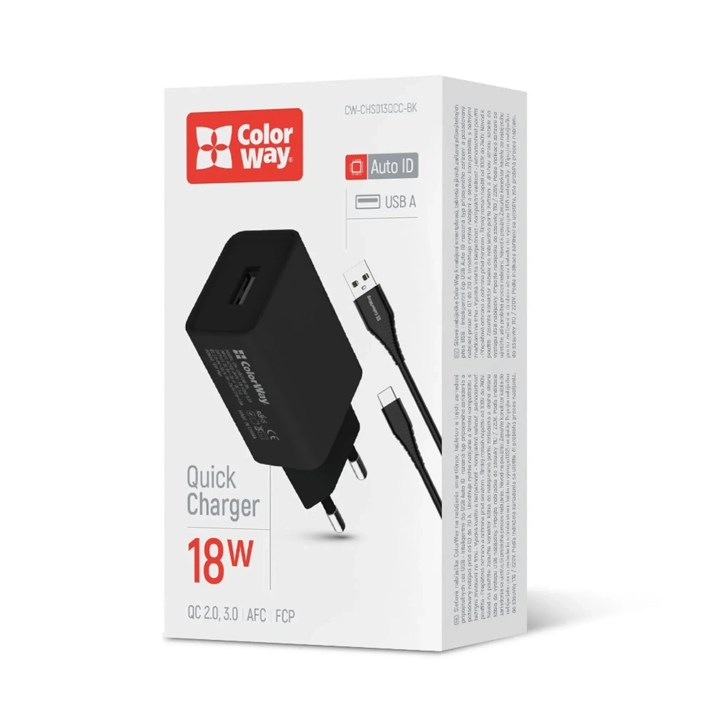 Купить Зарядное устройство ColorWay USB 18W 3A Black + кабель USB-C (CW-CHS013QCC-BK) - фото 8