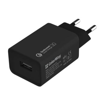 Купить Зарядное устройство ColorWay USB 18W 3A Black + кабель USB-C (CW-CHS013QCC-BK) - фото 1