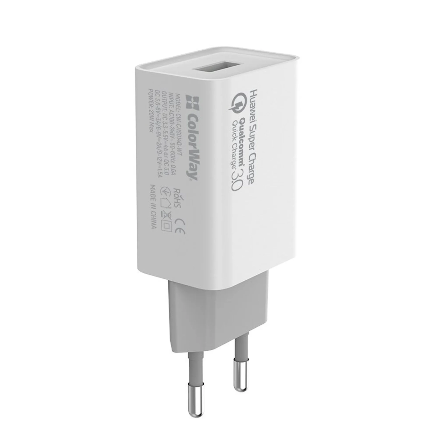 Купити Зарядний пристрій ColorWay USB 20W 4A White (CW-CHS014Q-WT) - фото 2
