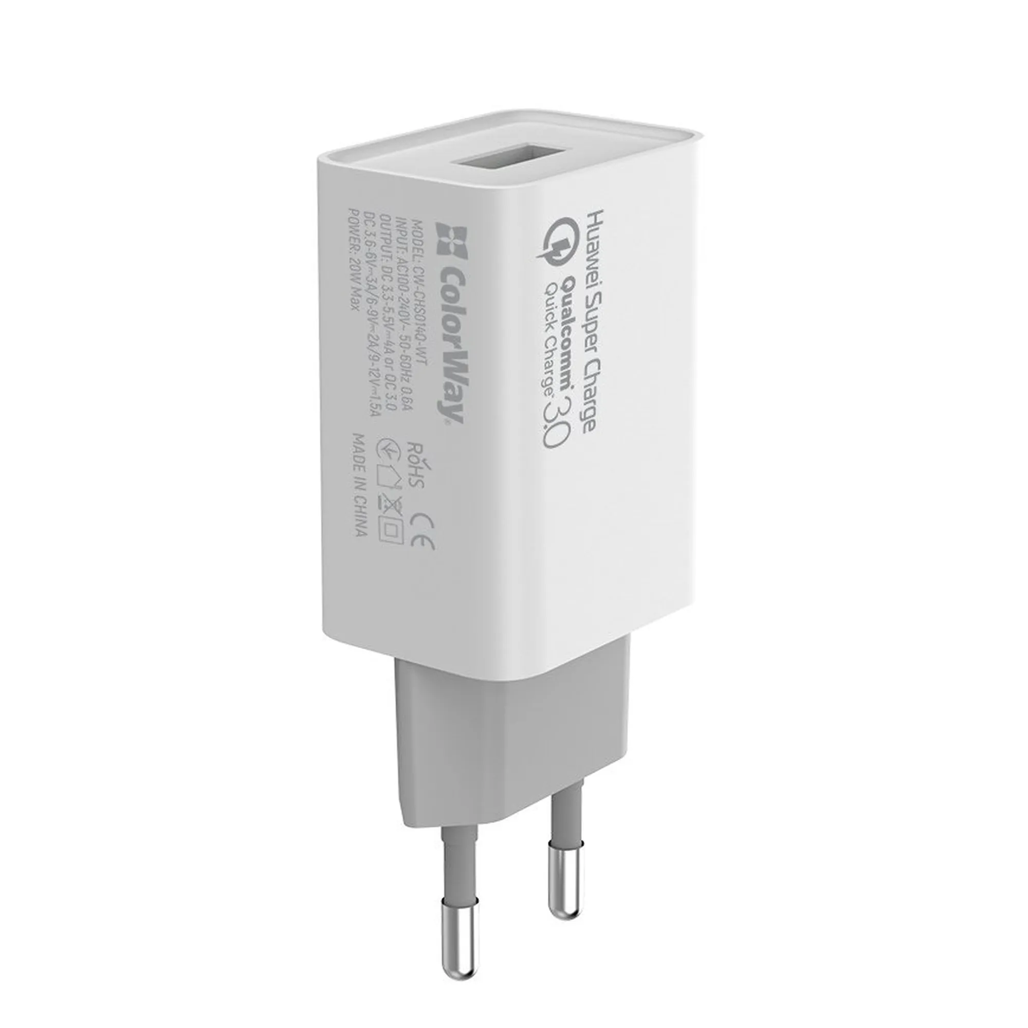 Купити Зарядний пристрій ColorWay USB 20W 4A White (CW-CHS014Q-WT) - фото 2