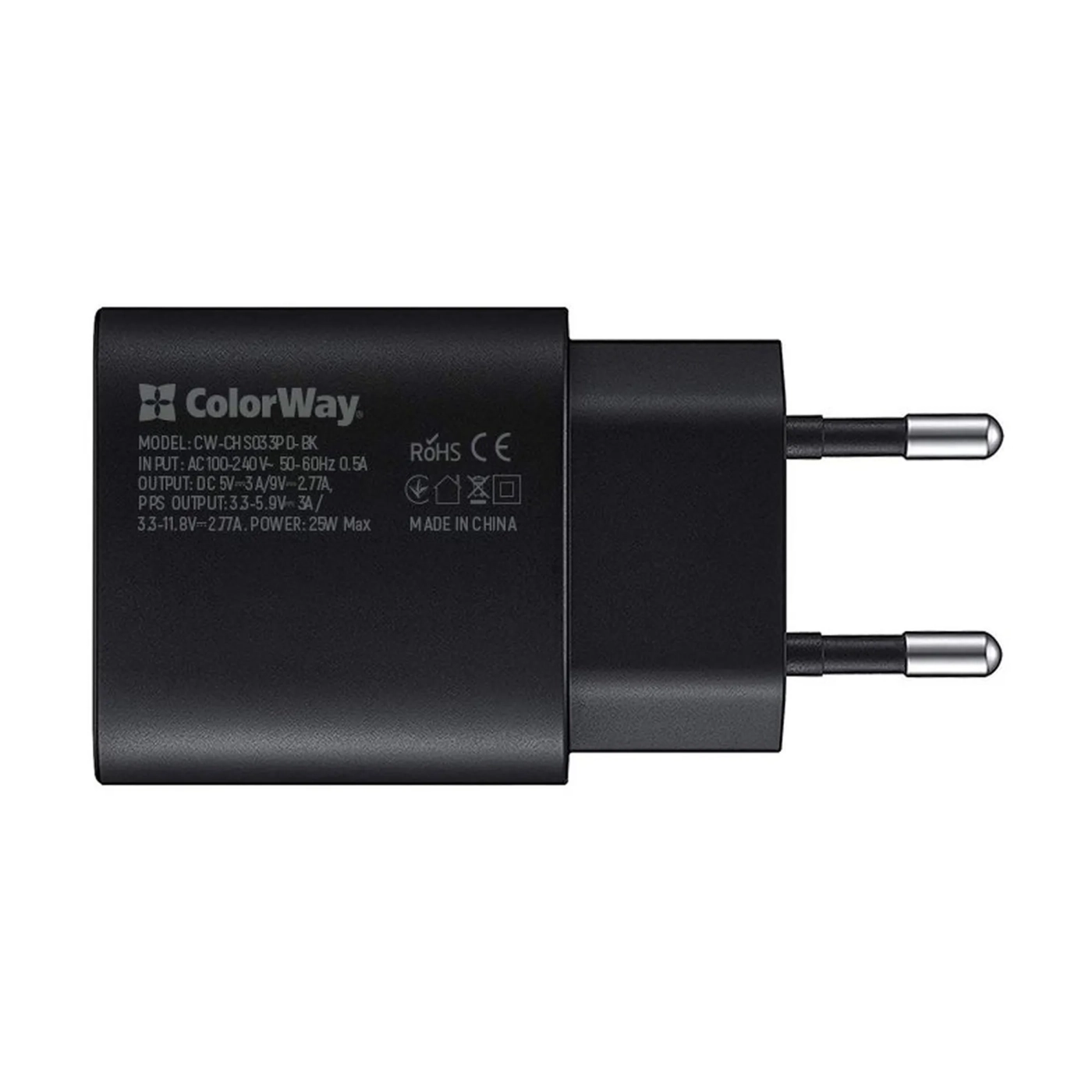 Купить Зарядное устройство ColorWay USB-C 25W 3A Black (CW-CHS033PD-BK) - фото 2