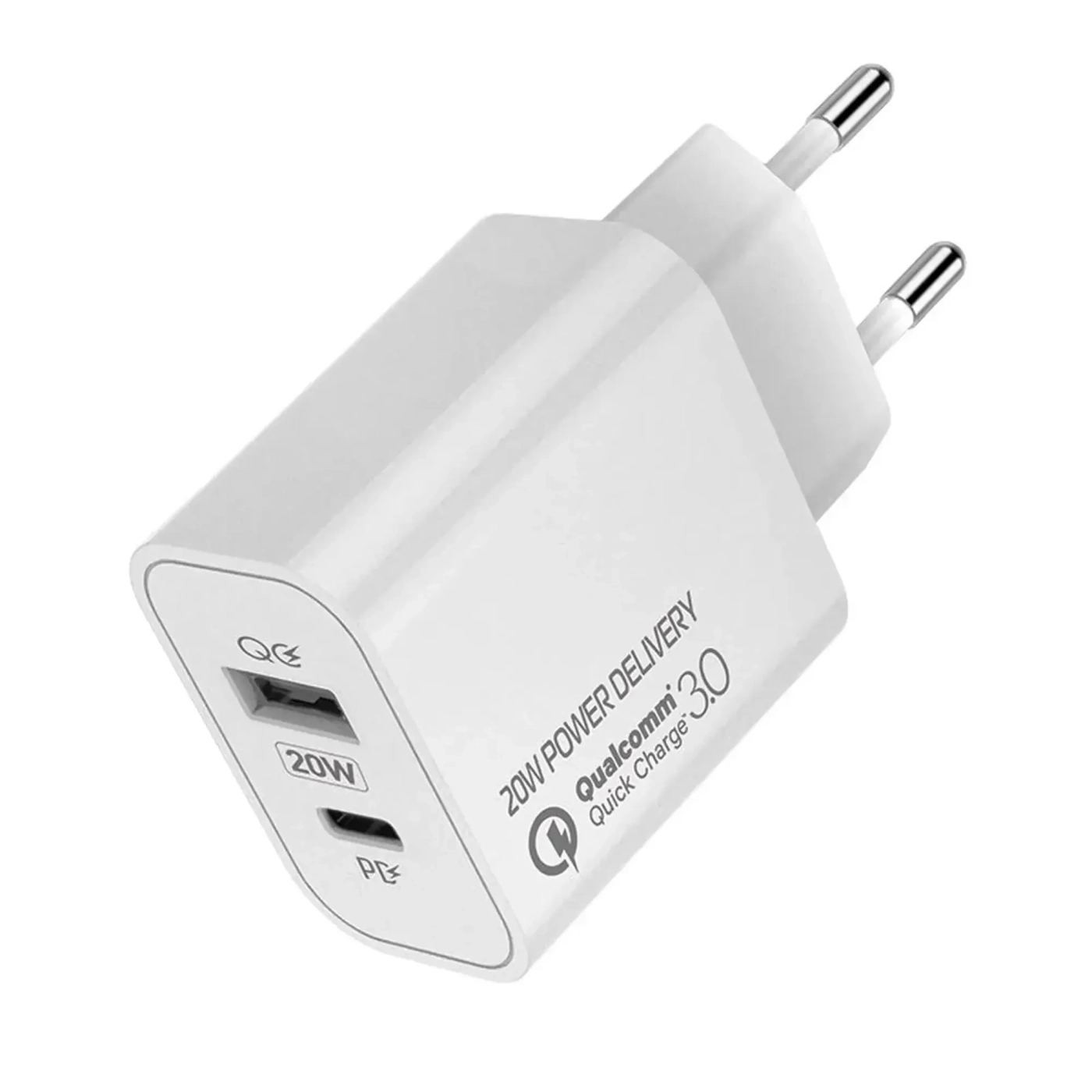 Купити Зарядний пристрій ColorWay USB-C+USB 20W 3A V2 White (CW-CHS025QPD-WT) - фото 1
