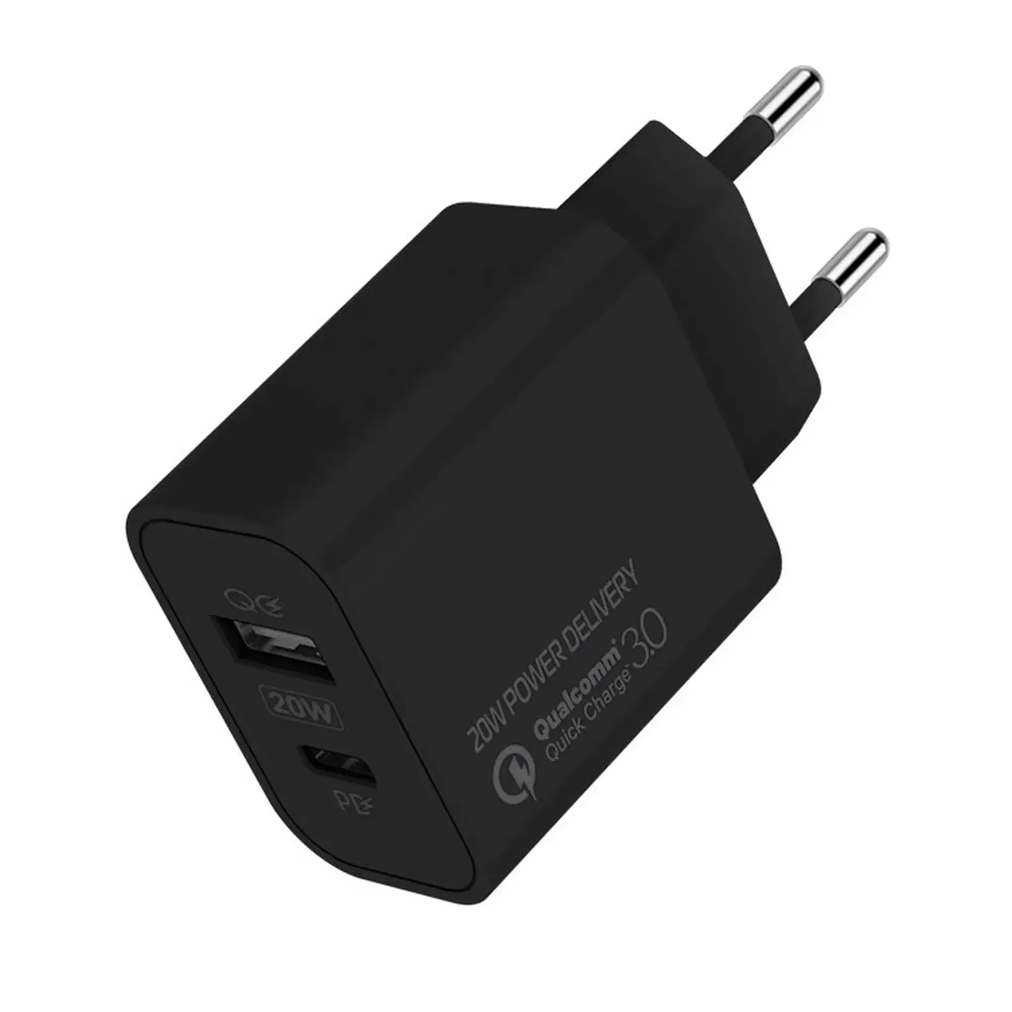 Купить Зарядное устройство ColorWay USB-C+USB 20W 3A V2 Black (CW-CHS025QPD-BK) - фото 1