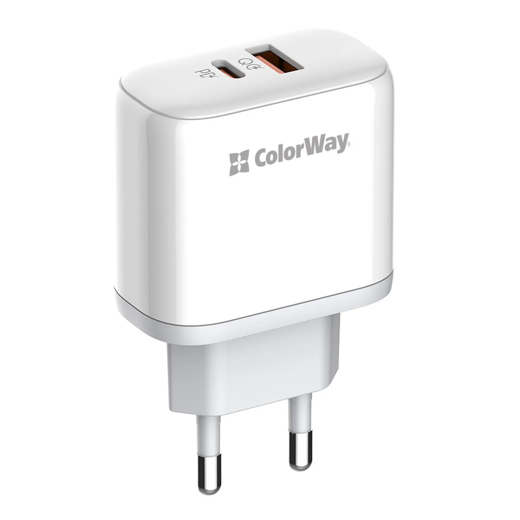 Купить Зарядное устройство ColorWay USB-C+USB 45W 5A White (CW-CHS042PD-WT) - фото 1