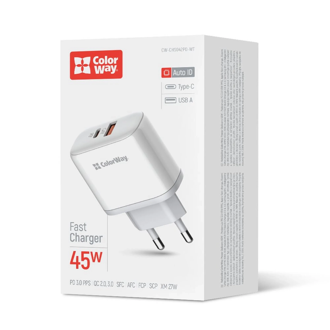 Купить Зарядное устройство ColorWay USB-C+USB 45W 5A White (CW-CHS042PD-WT) - фото 16