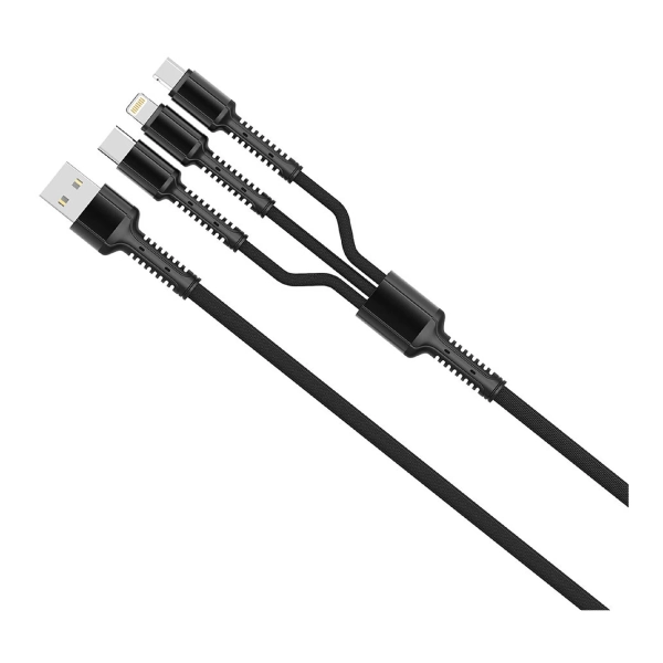 Купить Кабель ColorWay 3в1 USB - Lightning+MicroUSB+USB-C 20W 4A 1.2m Grey (CW-CBU3003-GR) - фото 2