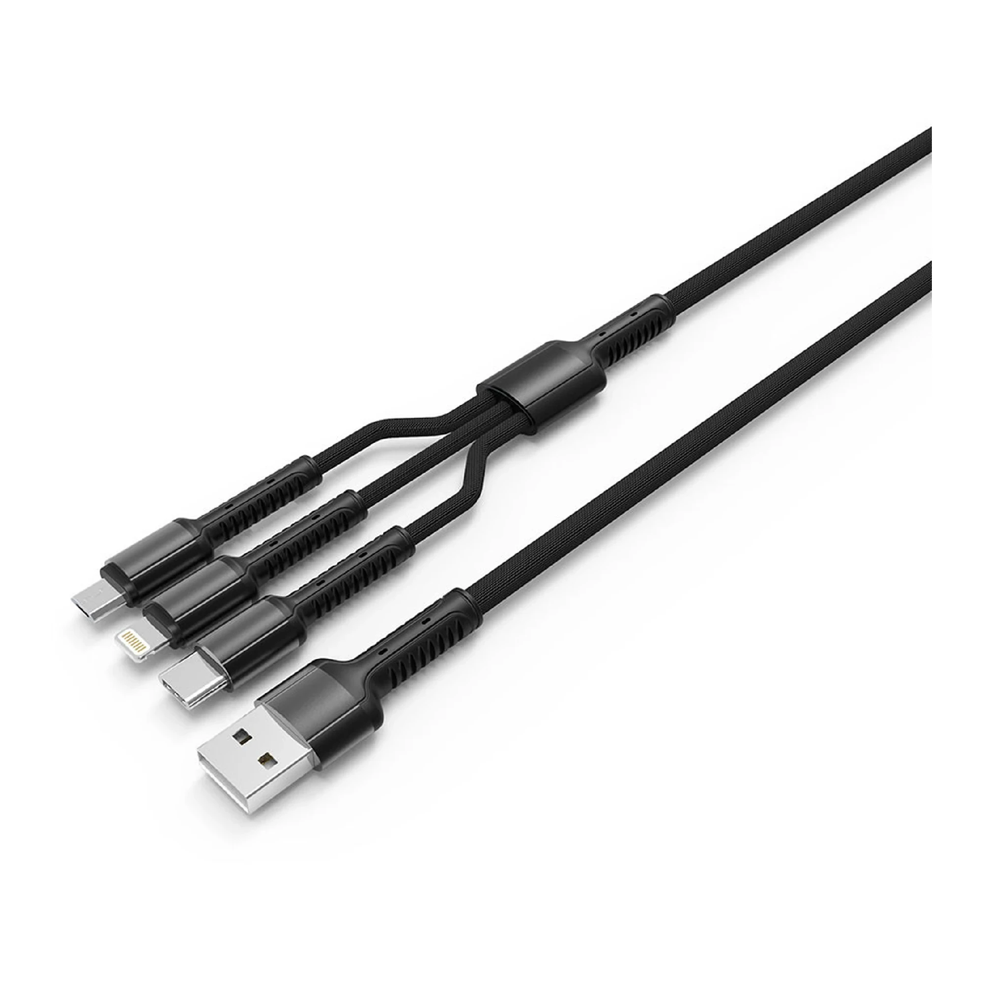 Купить Кабель ColorWay 3в1 USB - Lightning+MicroUSB+USB-C 20W 4A 1.2m Grey (CW-CBU3003-GR) - фото 3