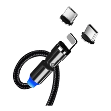 Купить Кабель ColorWay 3в1 USB - Lightning+MicroUSB+USB-C Magnetic Rotation 540° 2.4A 1m Black (CW-CBUU037-BK) - фото 2