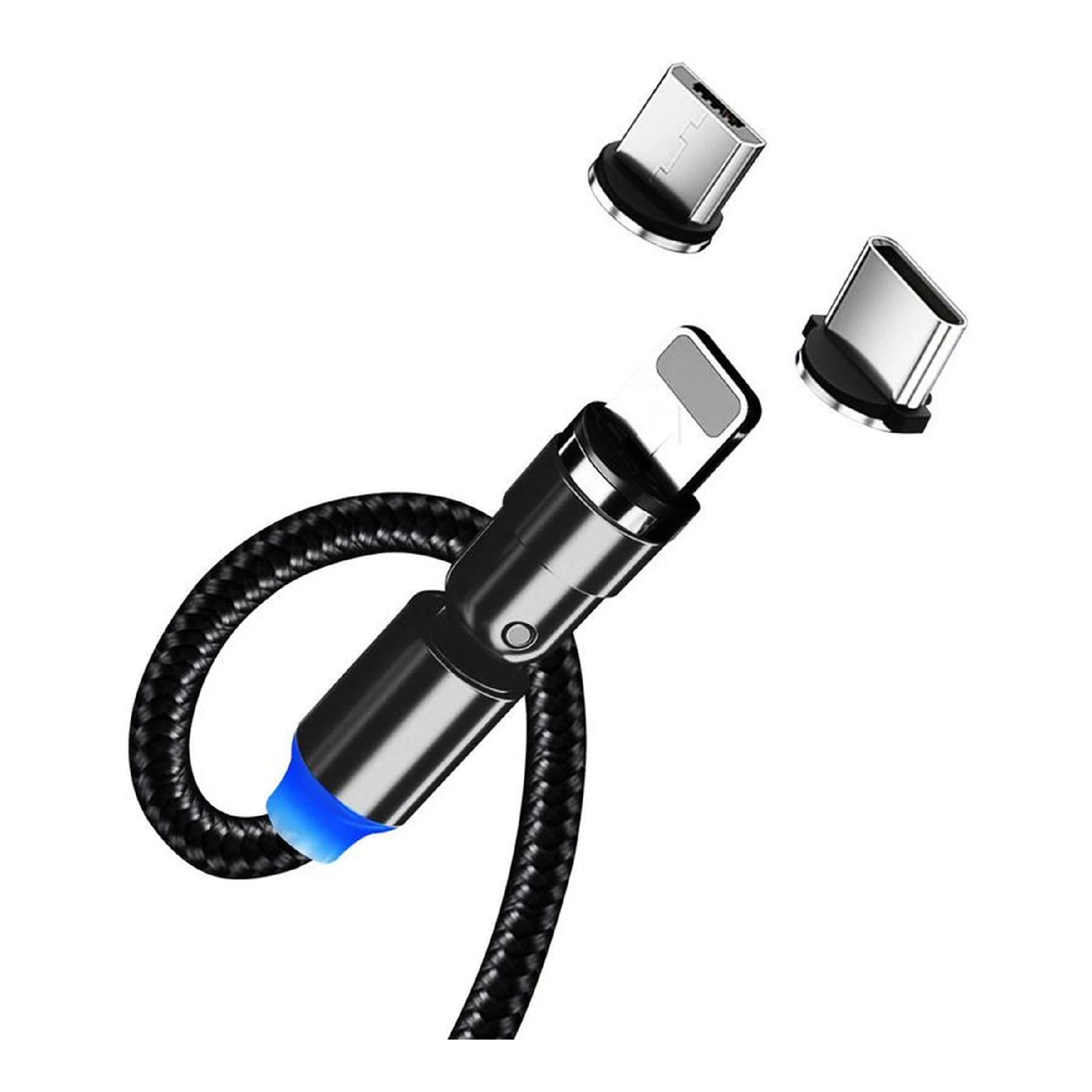 Купить Кабель ColorWay 3в1 USB - Lightning+MicroUSB+USB-C Magnetic Rotation 540° 2.4A 1m Black (CW-CBUU037-BK) - фото 2