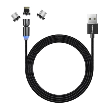 Купить Кабель ColorWay 3в1 USB - Lightning+MicroUSB+USB-C Magnetic Rotation 540° 2.4A 1m Black (CW-CBUU037-BK) - фото 3