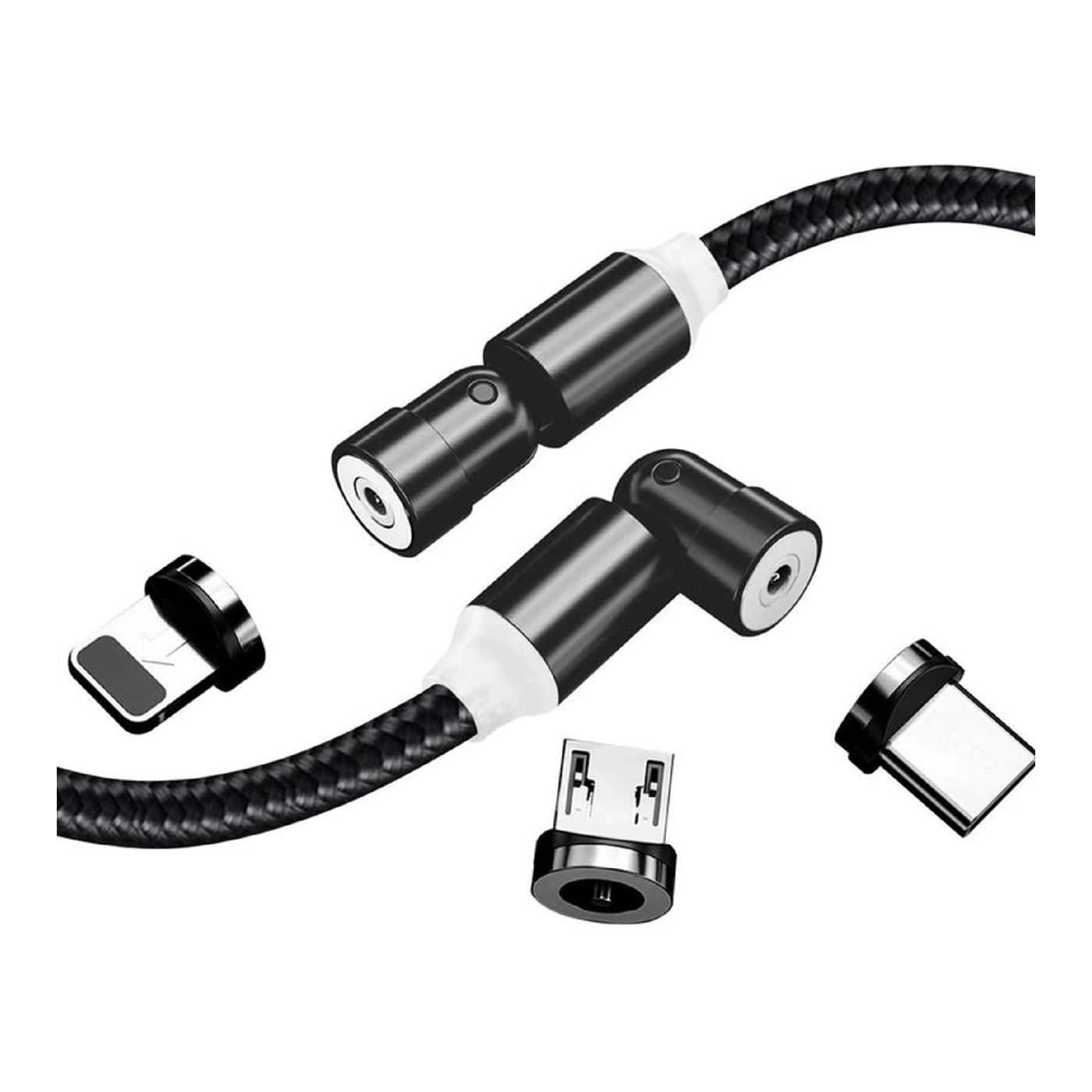 Купить Кабель ColorWay 3в1 USB - Lightning+MicroUSB+USB-C Magnetic Rotation 540° 2.4A 1m Black (CW-CBUU037-BK) - фото 4