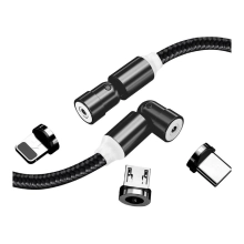 Купить Кабель ColorWay 3в1 USB - Lightning+MicroUSB+USB-C Magnetic Rotation 540° 2.4A 1m Black (CW-CBUU037-BK) - фото 4