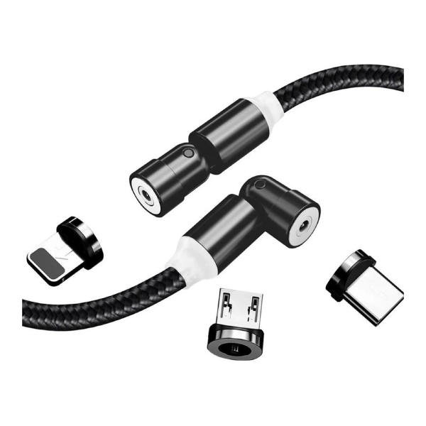 Купить Кабель ColorWay 3в1 USB - Lightning+MicroUSB+USB-C Magnetic Rotation 540° 2.4A 1m Black (CW-CBUU037-BK) - фото 4