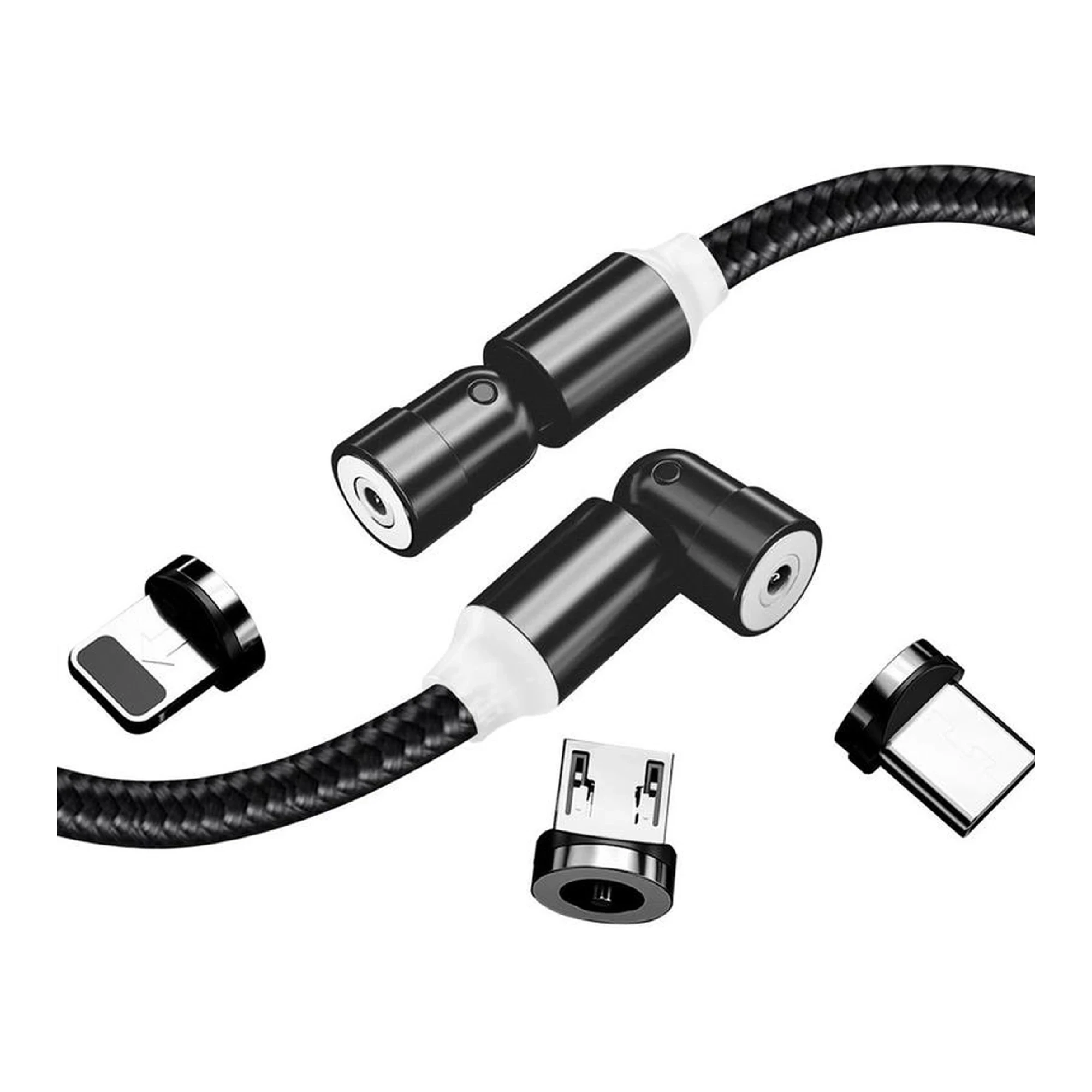 Купить Кабель ColorWay 3в1 USB - Lightning+MicroUSB+USB-C Magnetic Rotation 540° 2.4A 1m Black (CW-CBUU037-BK) - фото 4
