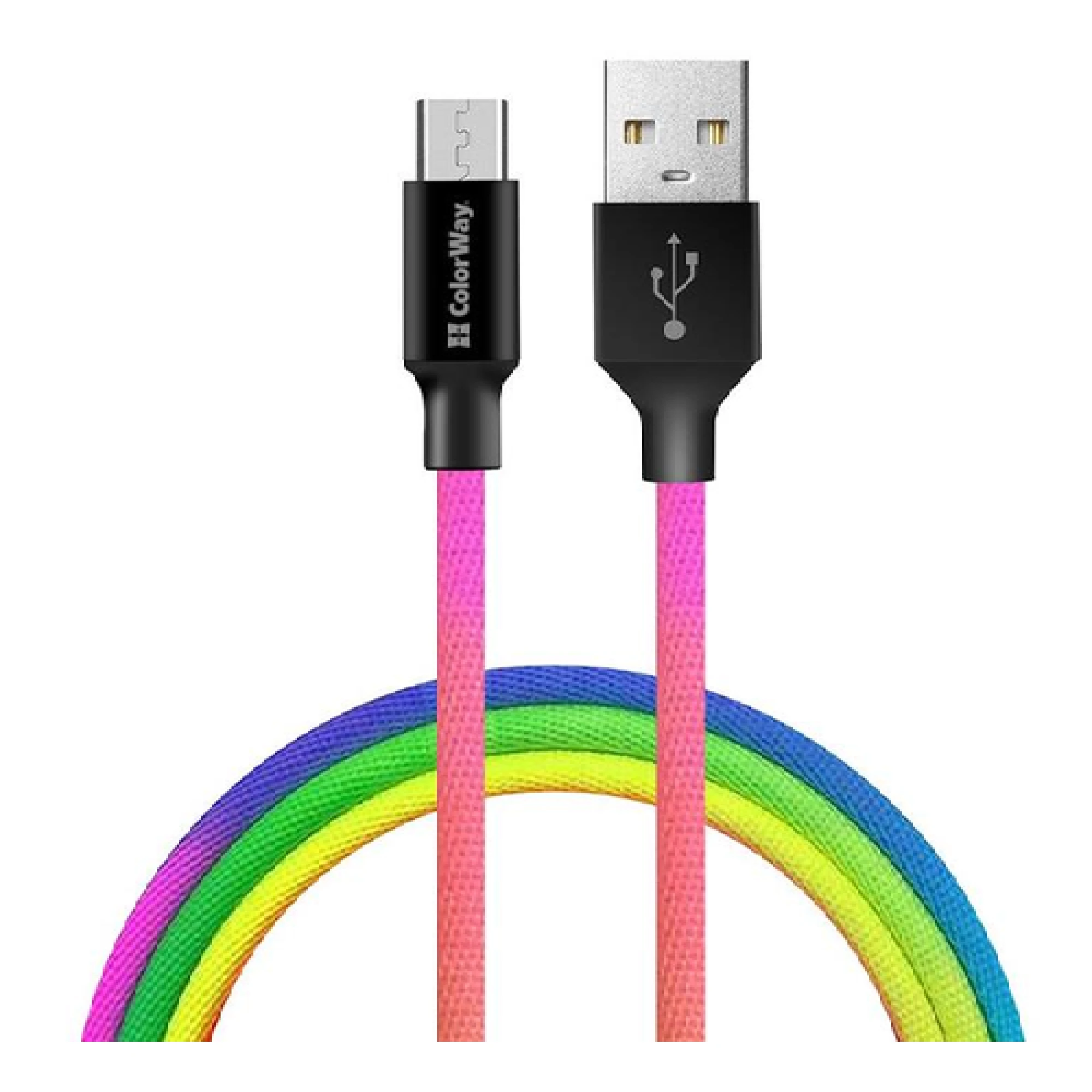 Купити Кабель ColorWay USB - MicroUSB 2.4A 1m Multicolor (CW-CBUM017-MC) - фото 1