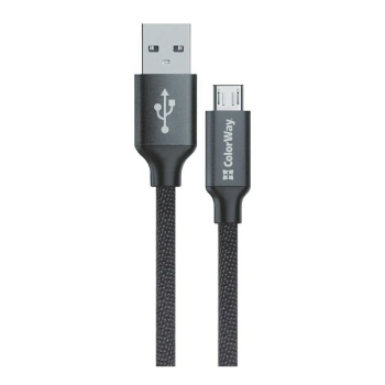 Купить Кабель ColorWay USB - MicroUSB 2.4А 2m Black (CW-CBUM009-BK) - фото 1