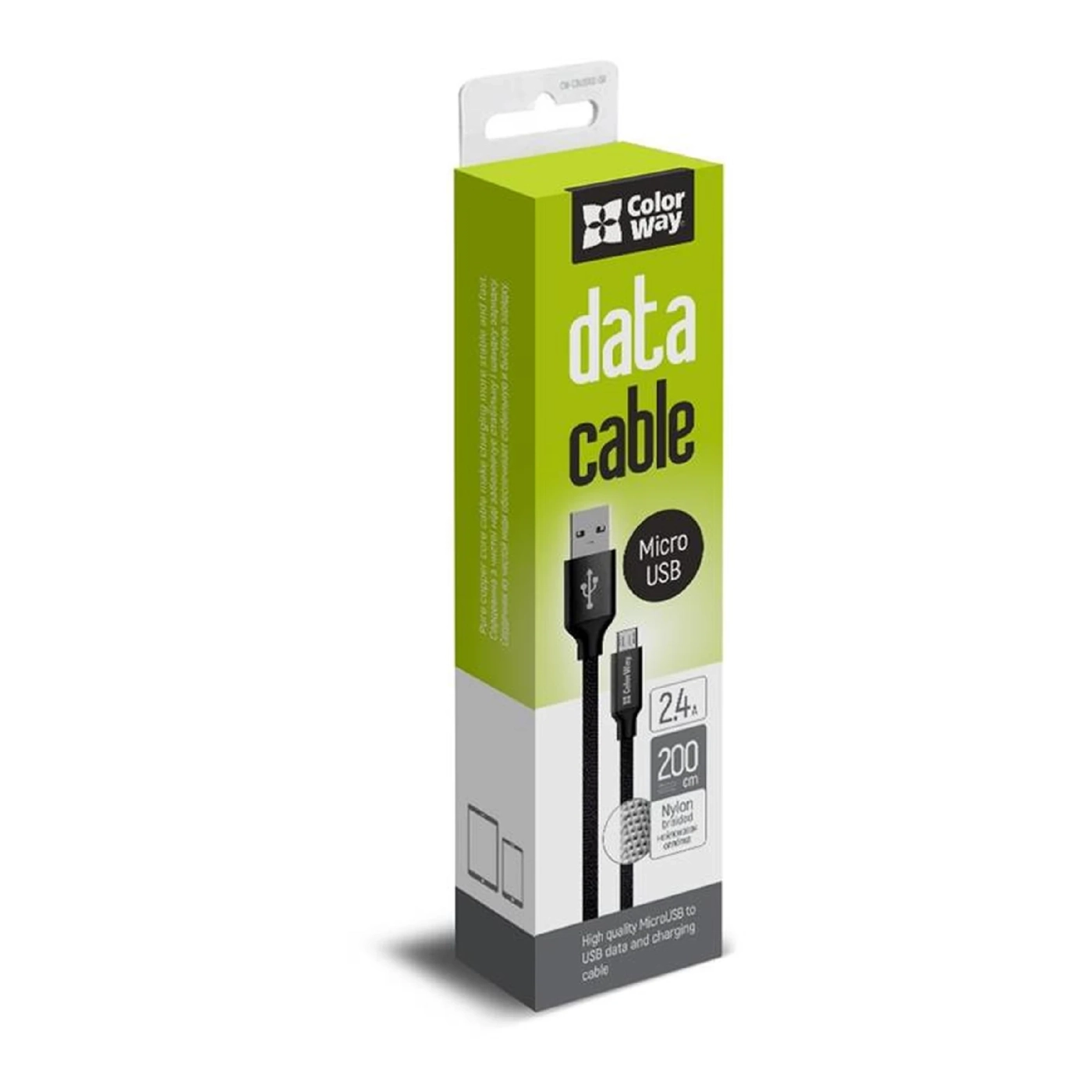 Купить Кабель ColorWay USB - MicroUSB 2.4А 2m Black (CW-CBUM009-BK) - фото 4