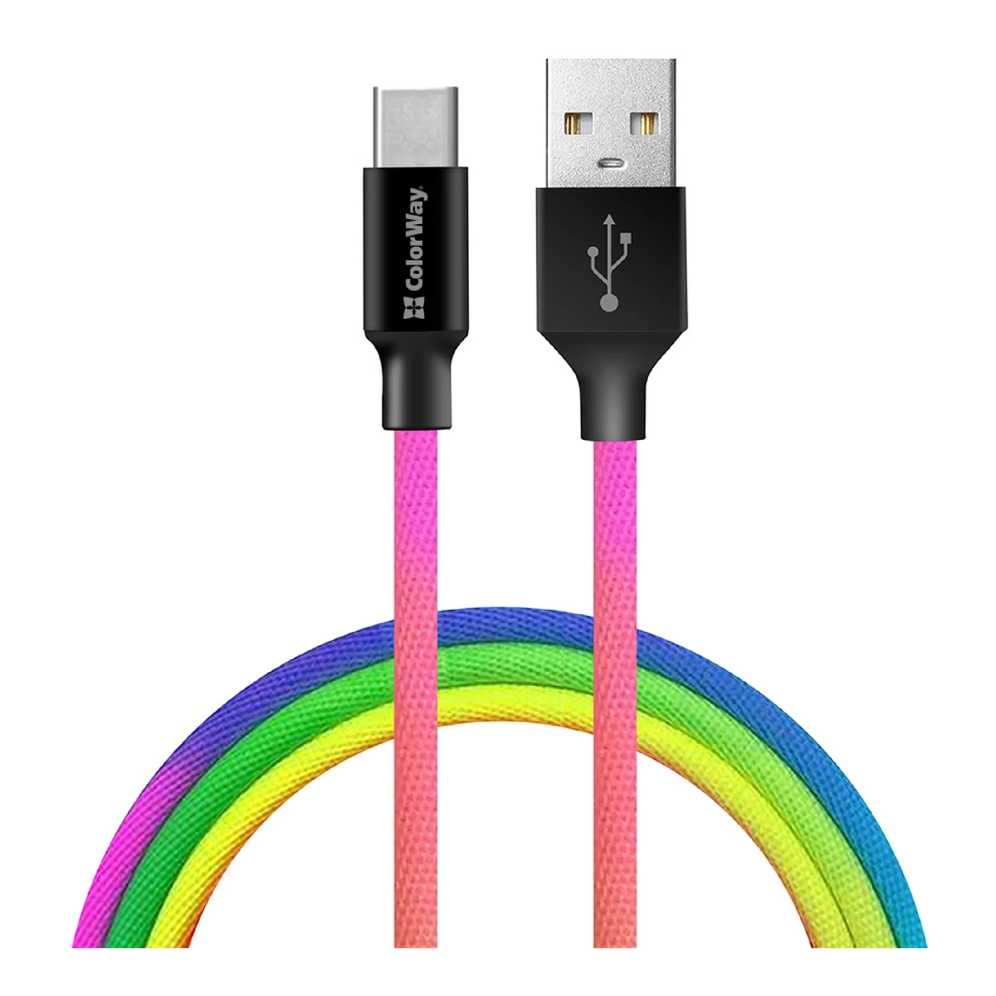 Купить Кабель ColorWay USB - USB-C 2.4A 1m Multicolor (CW-CBUC018-MC) - фото 1