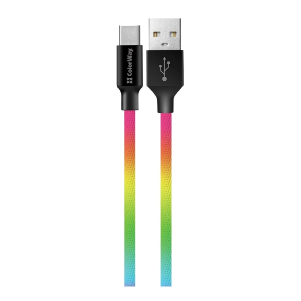 Купить Кабель ColorWay USB - USB-C 2.4A 1m Multicolor (CW-CBUC018-MC) - фото 2